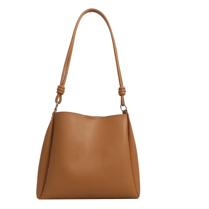 Korean Style Brown Textured Shoulder Bag for Women - Image 3