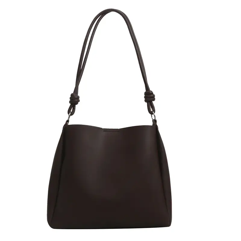 Korean Style Brown Textured Shoulder Bag for Women - Image 4