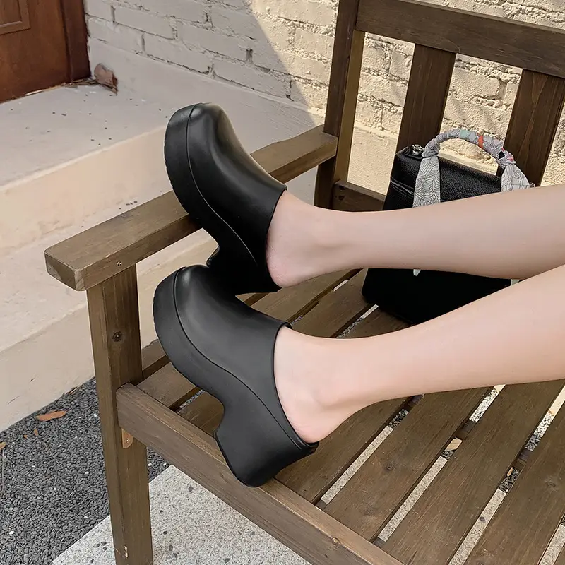 Slippers European and American Ins High Heels Eva Half-Pack Cool High Heels Women's Popular Outdoor Baotou Mule Boots Are Comfortable and Versatile