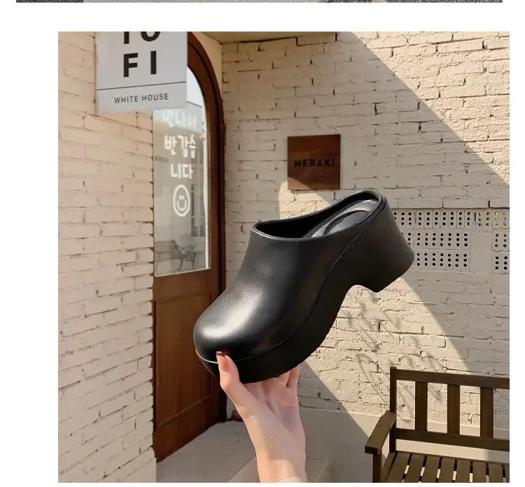 Slippers European and American Ins High Heels Eva Half-Pack Cool High Heels Women's Popular Outdoor Baotou Mule Boots Are Comfortable and Versatile — feature 24