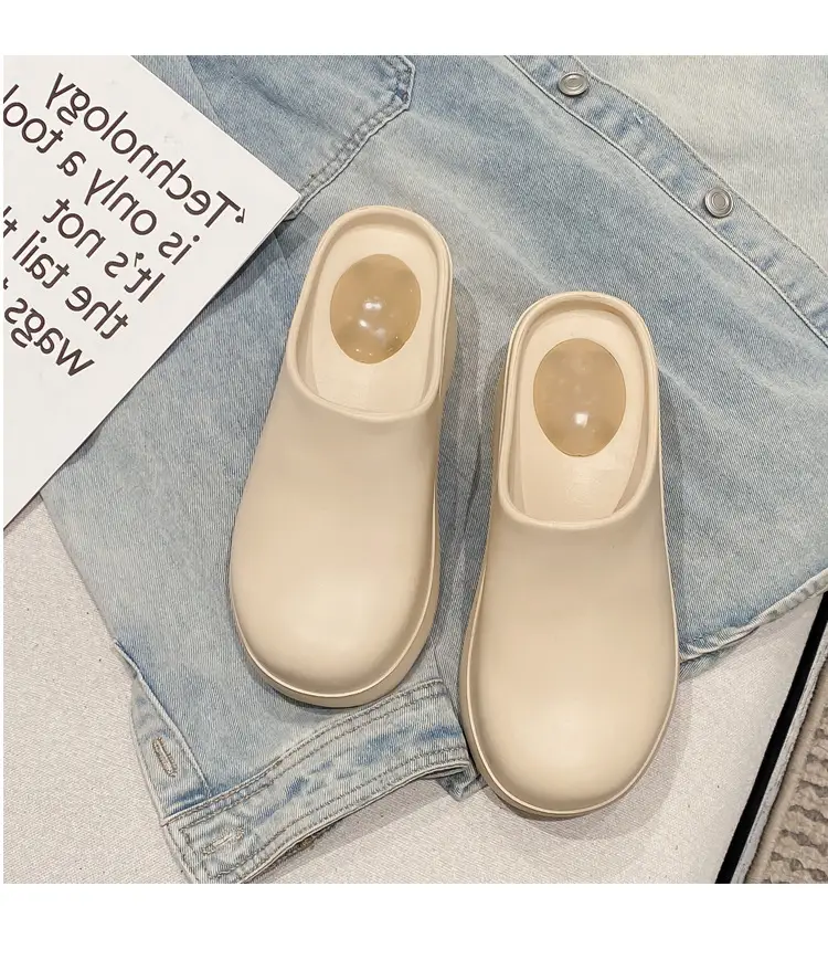 Slippers European and American Ins High Heels Eva Half-Pack Cool High Heels Women's Popular Outdoor Baotou Mule Boots Are Comfortable and Versatile — feature 35
