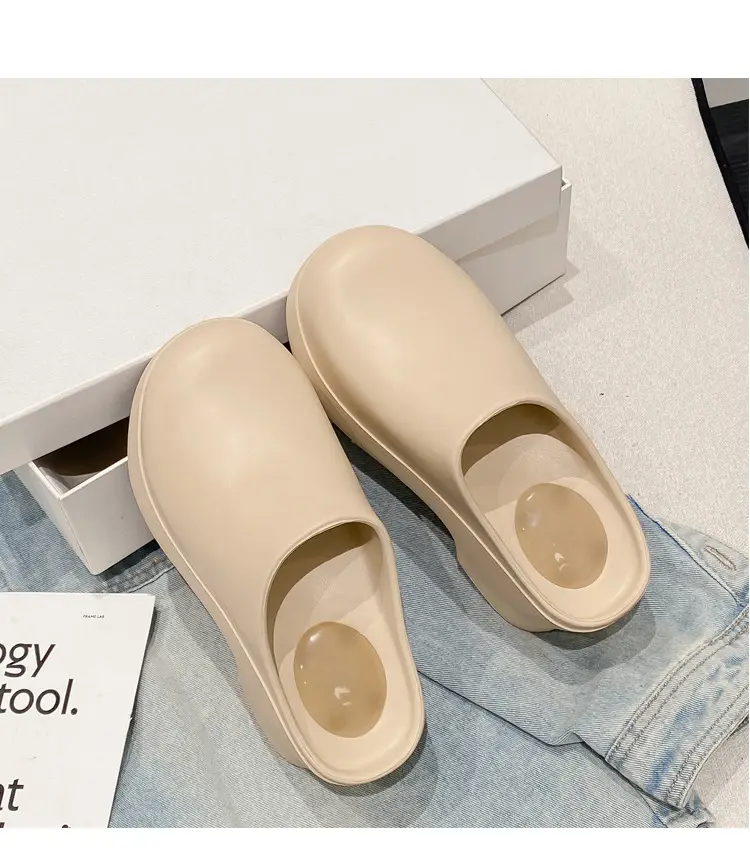 Slippers European and American Ins High Heels Eva Half-Pack Cool High Heels Women's Popular Outdoor Baotou Mule Boots Are Comfortable and Versatile — feature 38