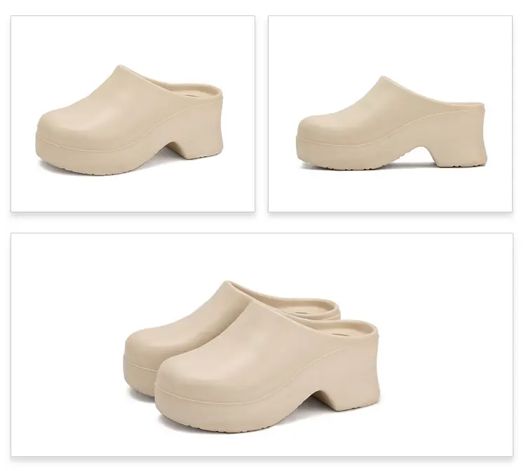 Slippers European and American Ins High Heels Eva Half-Pack Cool High Heels Women's Popular Outdoor Baotou Mule Boots Are Comfortable and Versatile — feature 41