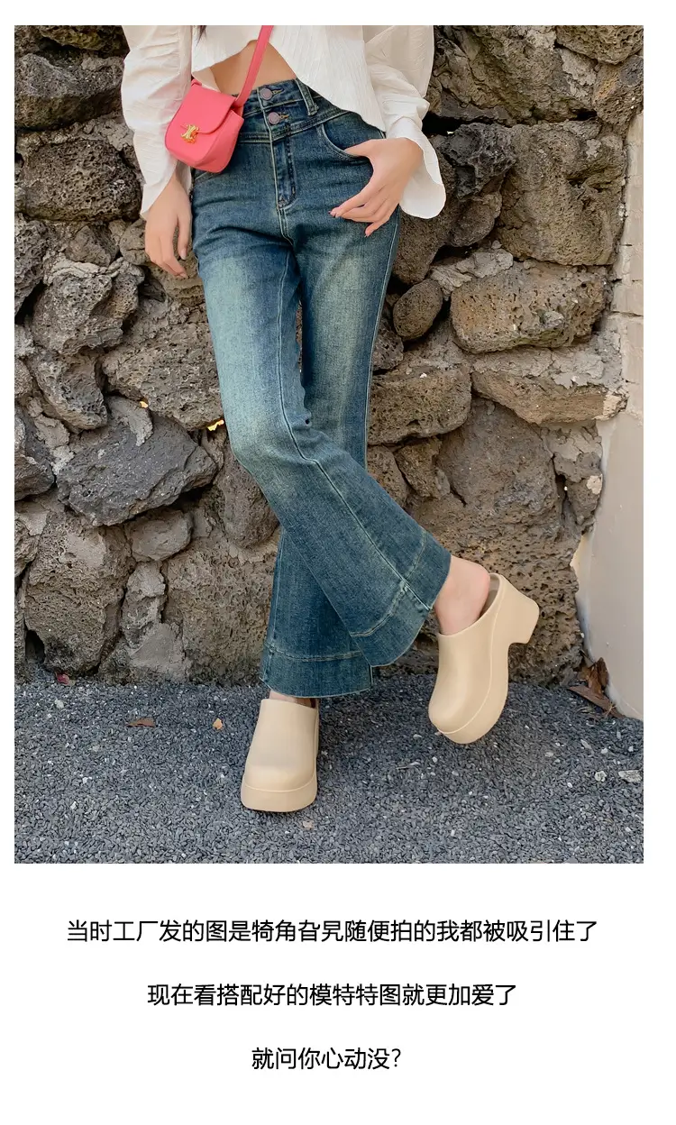 Slippers European and American Ins High Heels Eva Half-Pack Cool High Heels Women's Popular Outdoor Baotou Mule Boots Are Comfortable and Versatile — feature 6