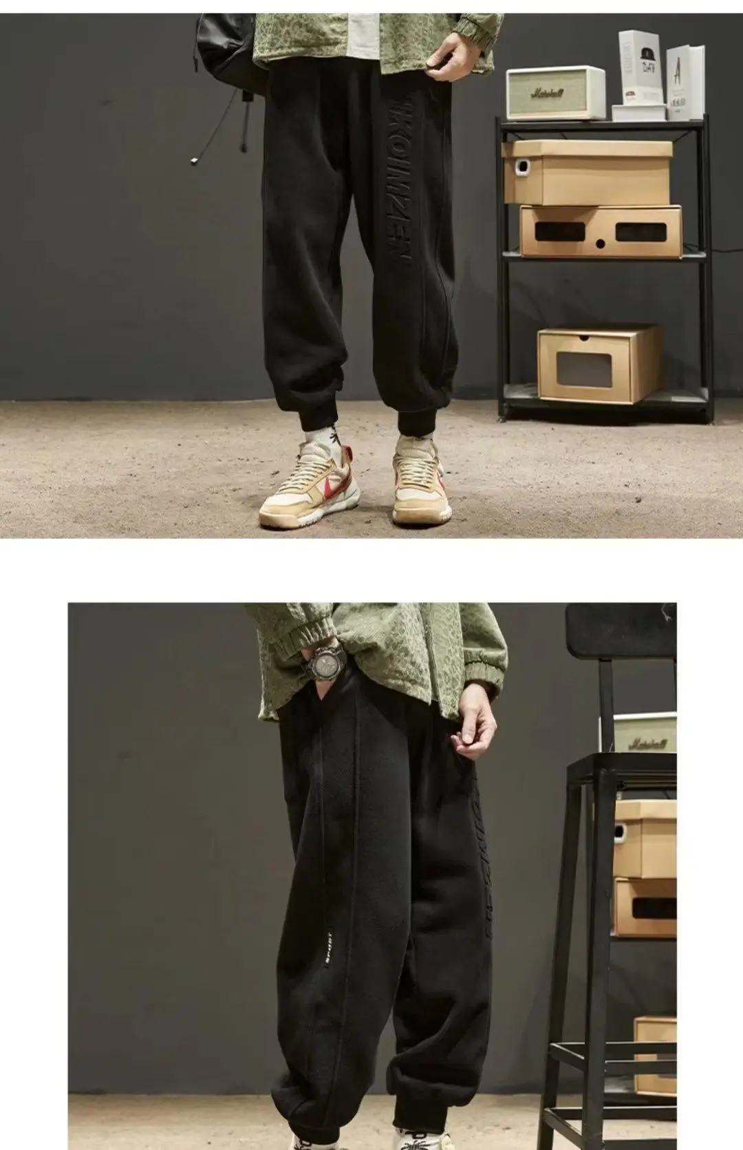 Men Fleece Lined Ankle Sweatpants Black — feature 14