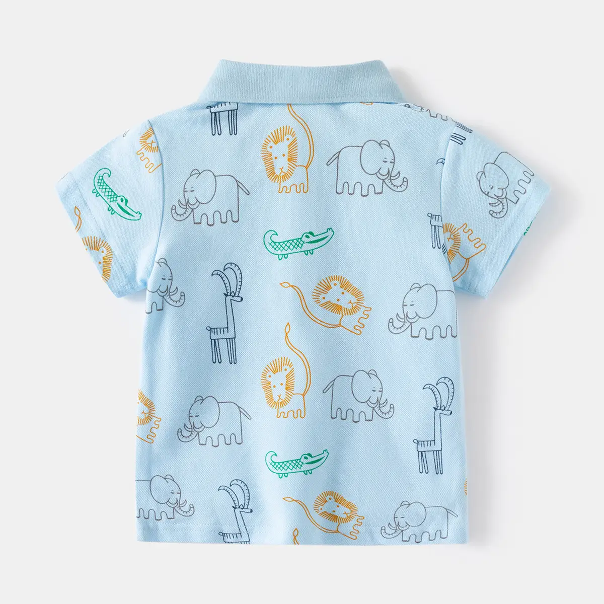 Boys' Cartoon Elephant Polo Shirt Light Blue 2026
