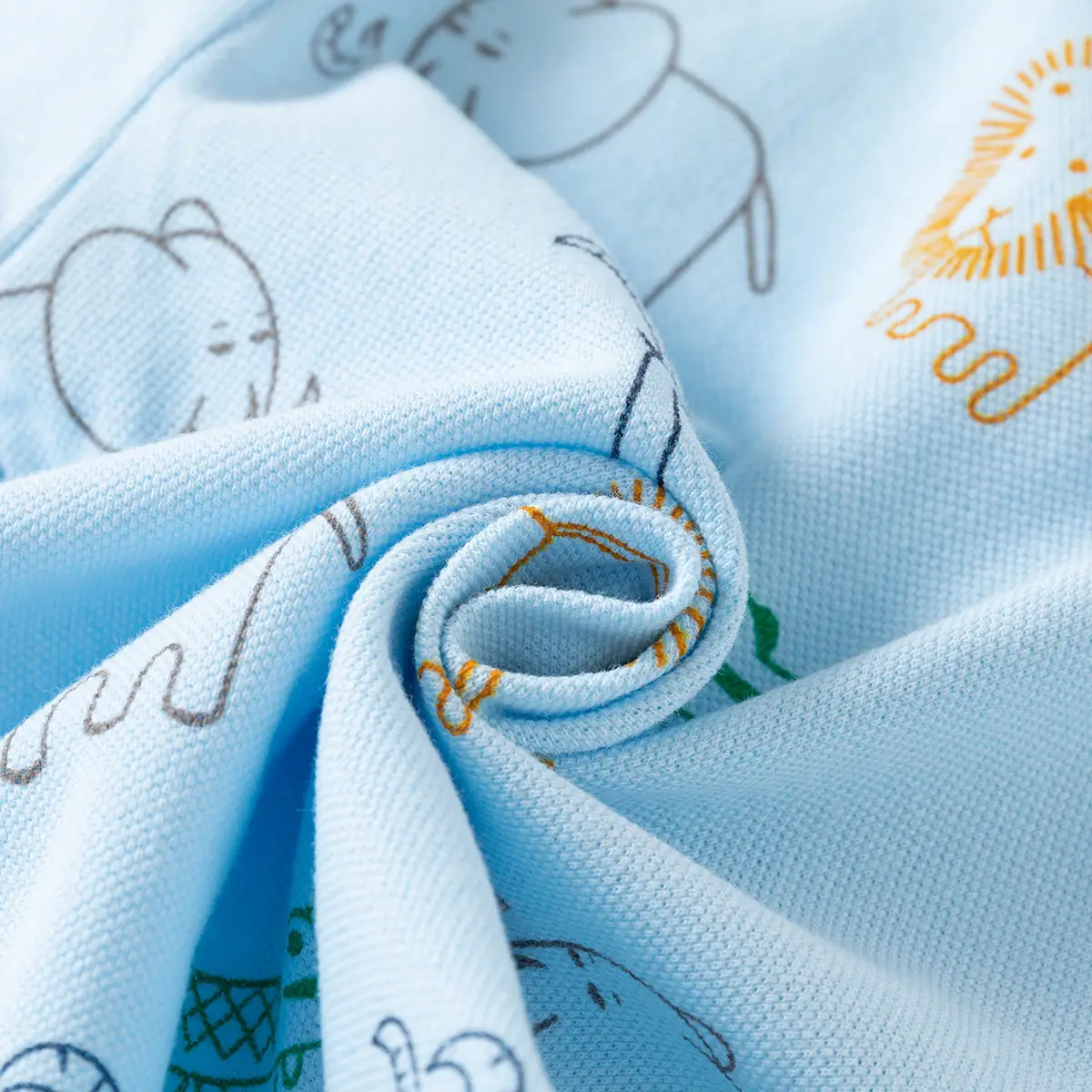 Boys' Cartoon Elephant Polo Shirt Light Blue 2026