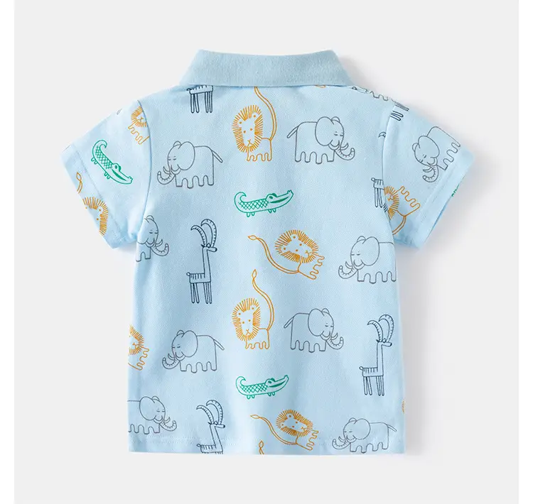 Boys' Cartoon Elephant Polo Shirt Light Blue 2026 — feature 10