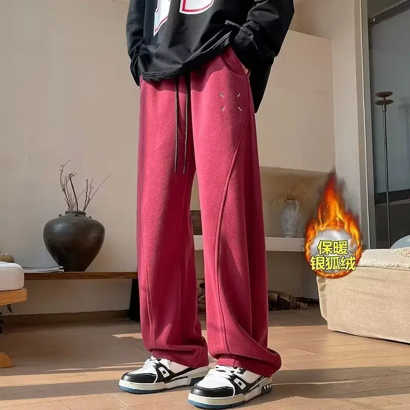 Men Fleece Lined Machete Pants Grey Black Red