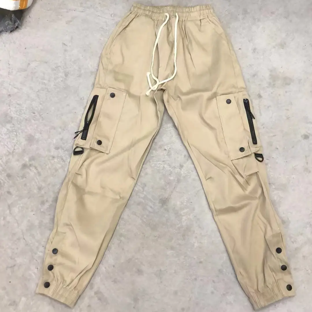 Men Straight Cargo Pants Spring Autumn Cotton Beige — feature 2