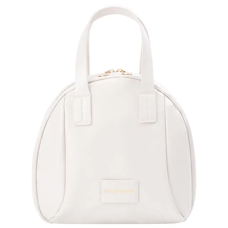 Women's White Leather Cosmetic Bag Travel Storage Brush Bag