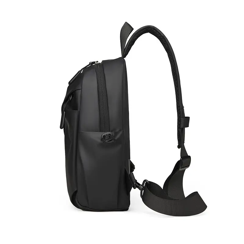 Men's Black Large Shoulder Bag with Mesh Strap - Image 4