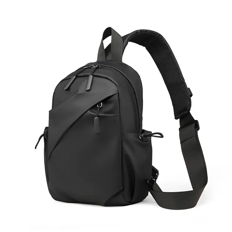 Men's Black Large Shoulder Bag with Mesh Strap - Image 7