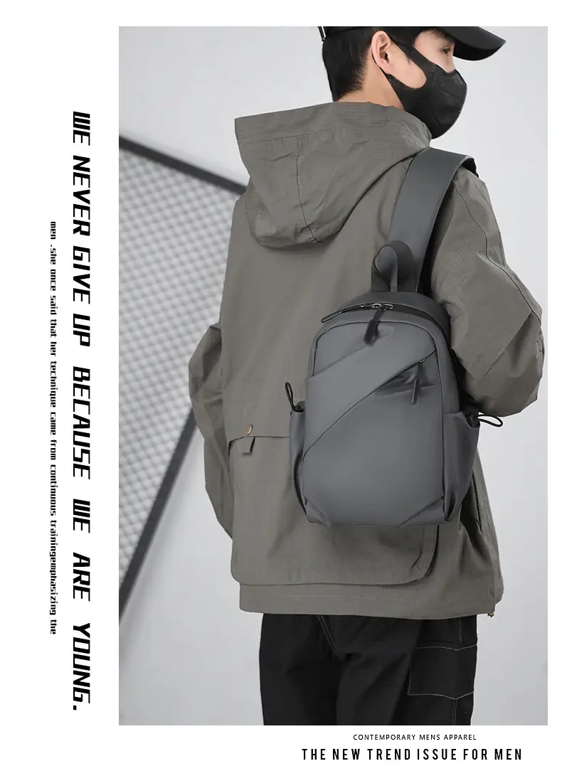 Men's Black Large Shoulder Bag with Mesh Strap — feature 1