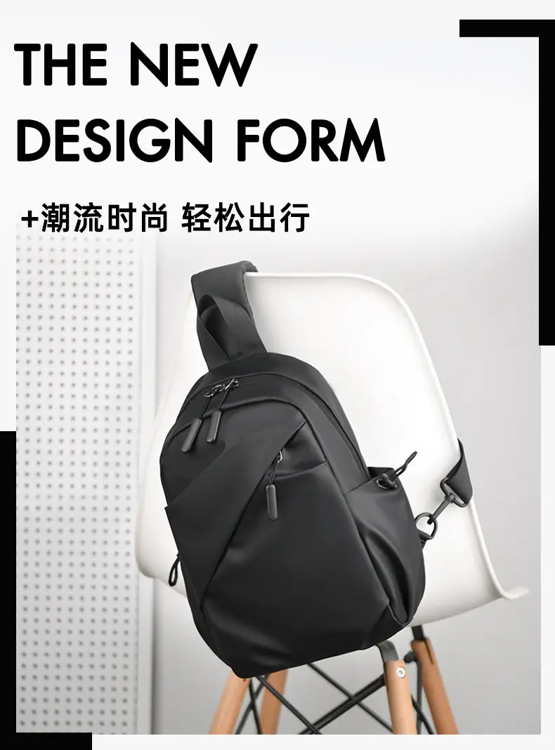 Men's Black Large Shoulder Bag with Mesh Strap — feature 14