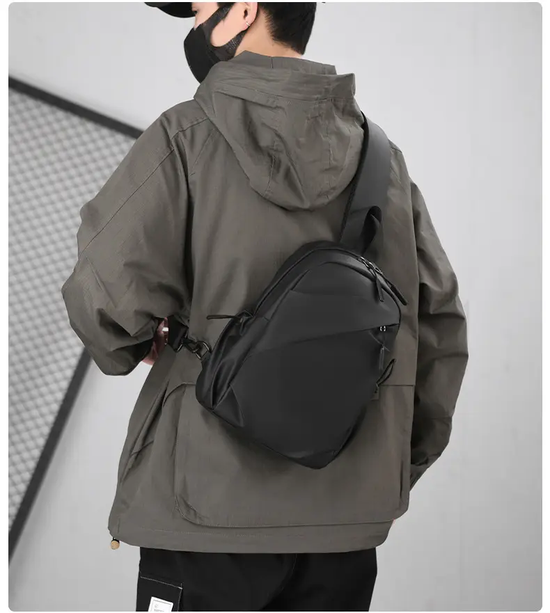 Men's Black Large Shoulder Bag with Mesh Strap — feature 21