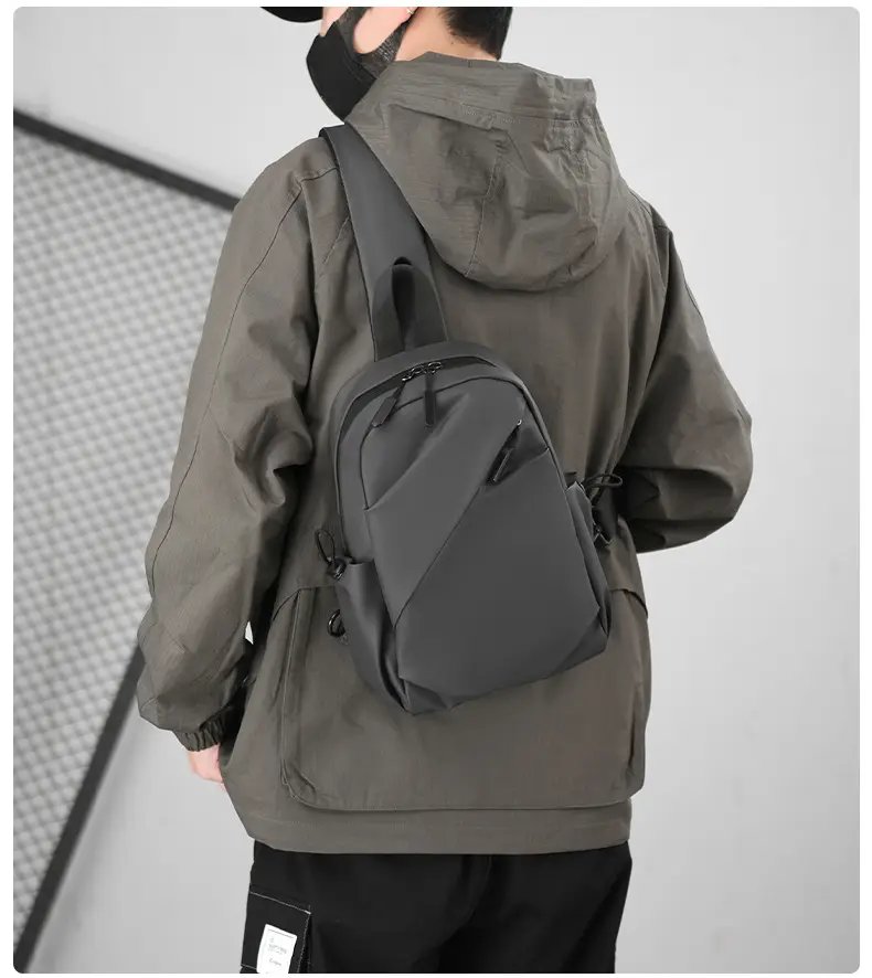 Men's Black Large Shoulder Bag with Mesh Strap — feature 24