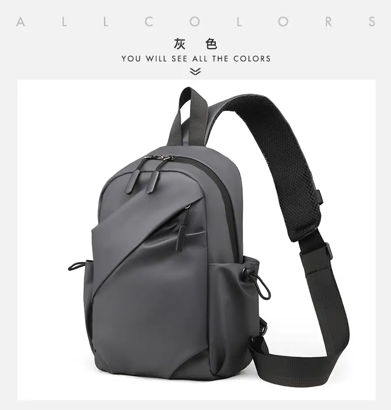 Men's Black Large Shoulder Bag with Mesh Strap — feature 26