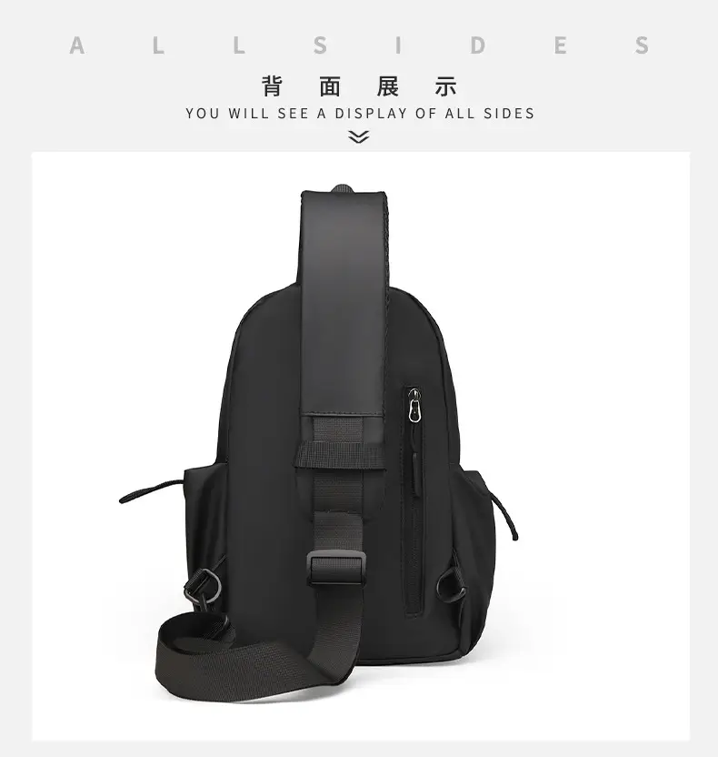 Men's Black Large Shoulder Bag with Mesh Strap — feature 29