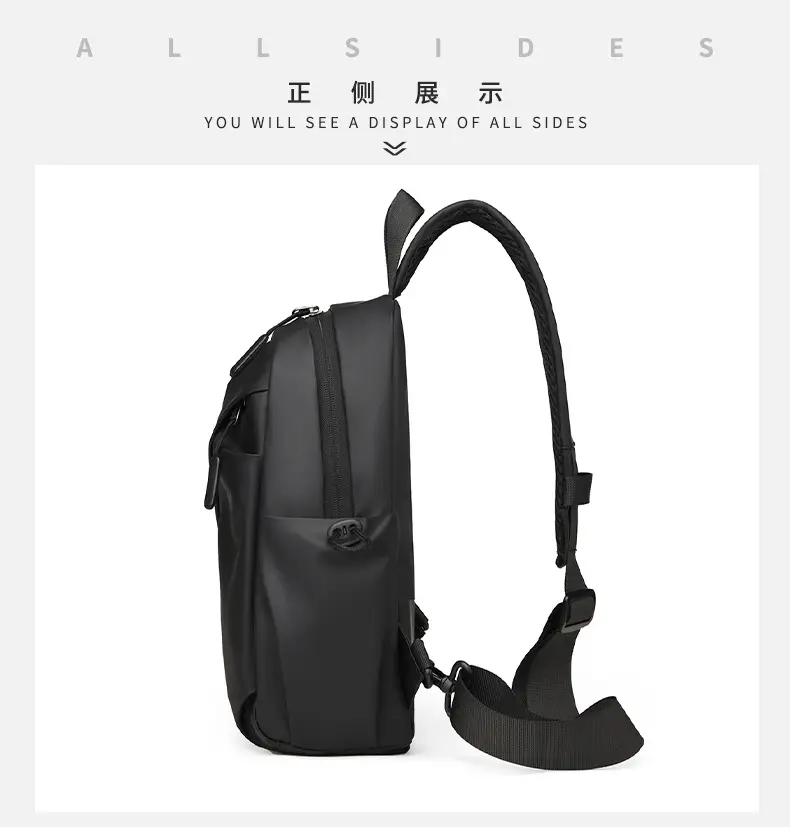 Men's Black Large Shoulder Bag with Mesh Strap — feature 30