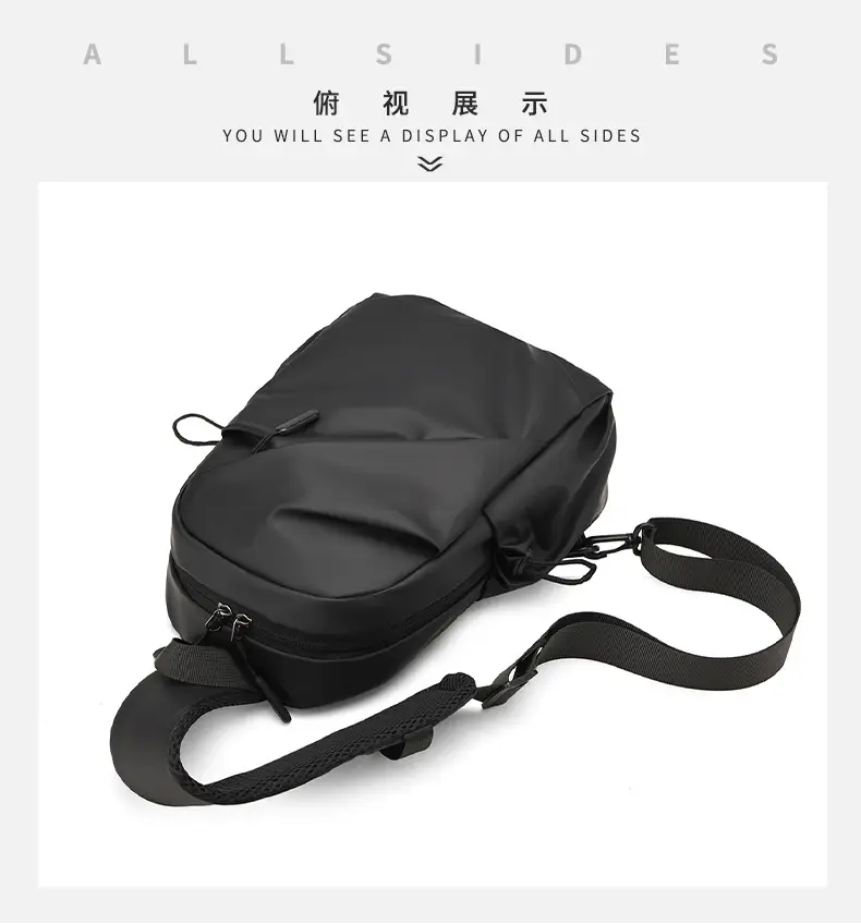 Men's Black Large Shoulder Bag with Mesh Strap — feature 32