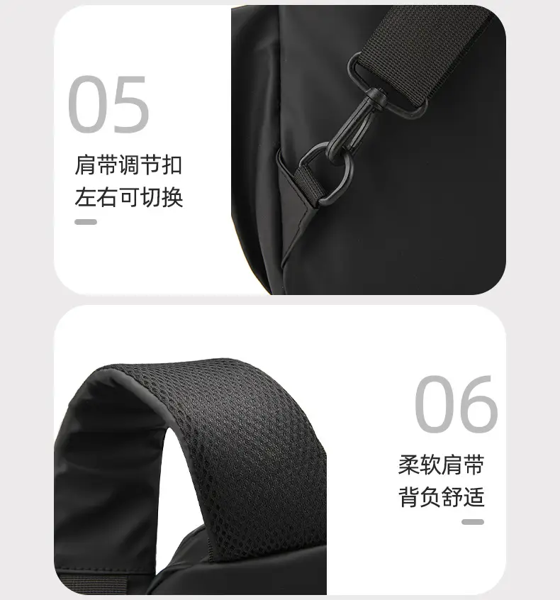 Men's Black Large Shoulder Bag with Mesh Strap — feature 8