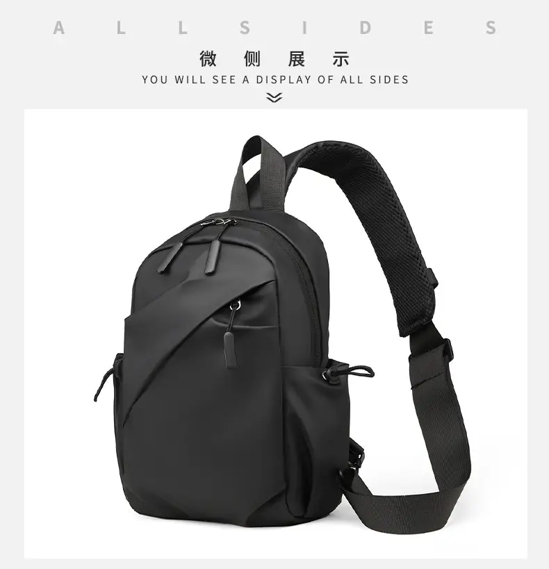 Men's Black Large Shoulder Bag with Mesh Strap - Image 2