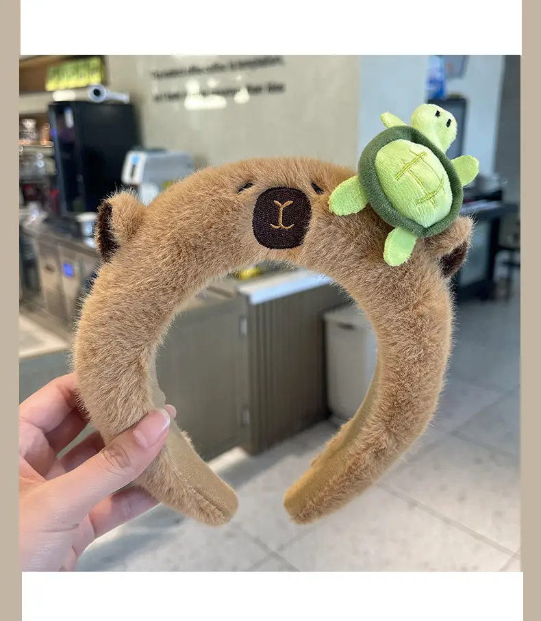 Cute Plush Capybara Headband for Women Autumn Winter — feature 12