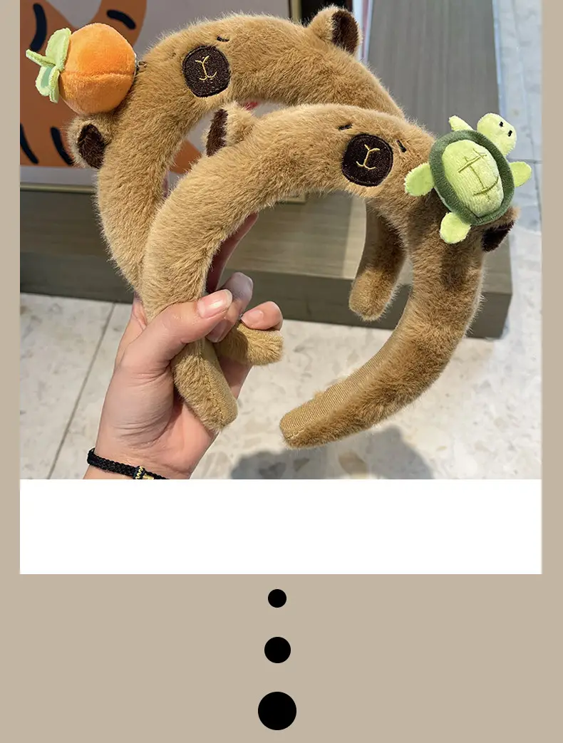 Cute Plush Capybara Headband for Women Autumn Winter — feature 9
