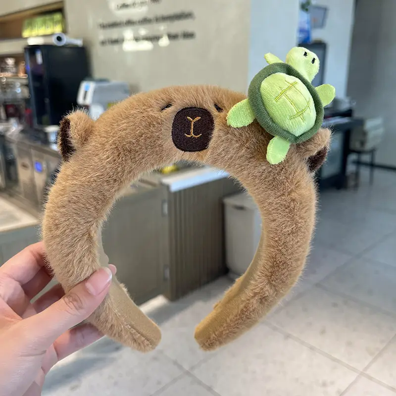 Cute Plush Capybara Headband for Women Autumn Winter - Image 3