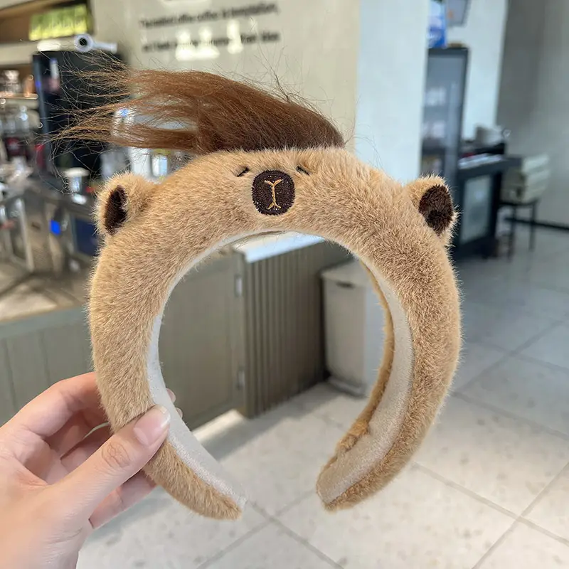 Cute Plush Capybara Headband for Women Autumn Winter - Image 4