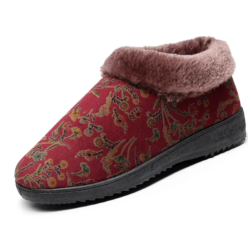 26 Types of Cotton Slippers for Women, Warm Thick-Soled Non-Slip Shoes for Mothers, Soft-Soled Fleece-Lined Thickened Cotton Shoes for Middle-Aged and Elderly People
