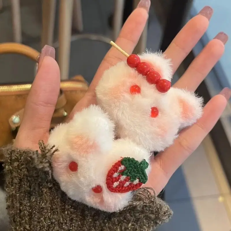Cute Strawberry Rabbit Hair Rings for Girls - Image 5