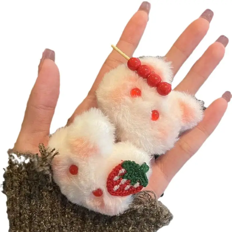 Cute Strawberry Rabbit Hair Rings for Girls - Image 7