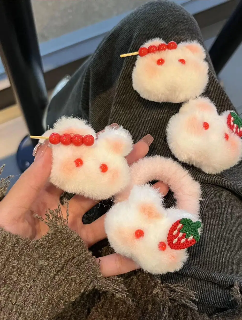 Cute Strawberry Rabbit Hair Rings for Girls — feature 10