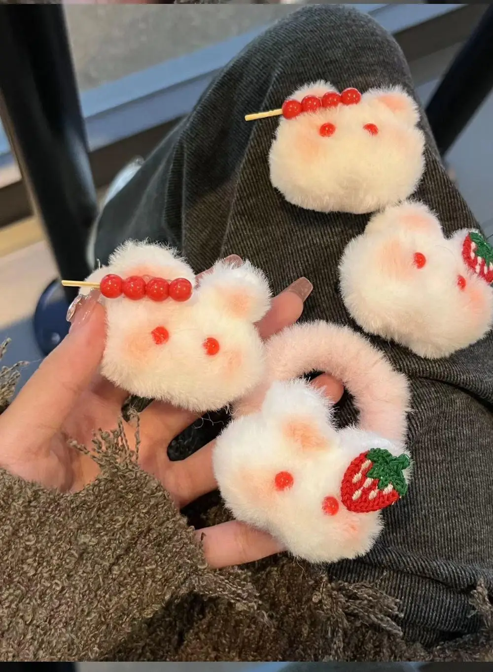 Cute Strawberry Rabbit Hair Rings for Girls — feature 14