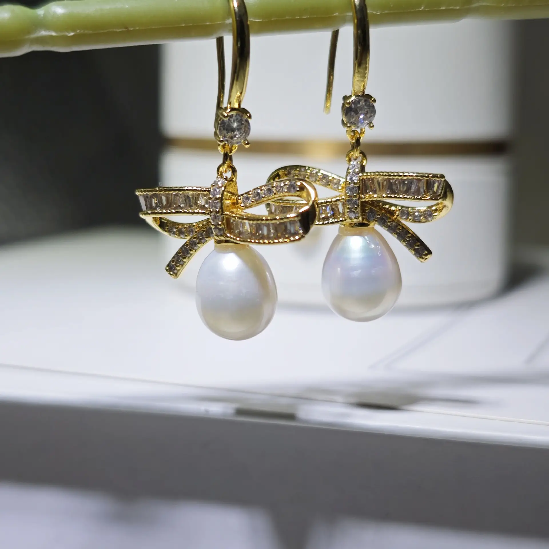 18K Gold Plated Pearl Earrings Set for Women