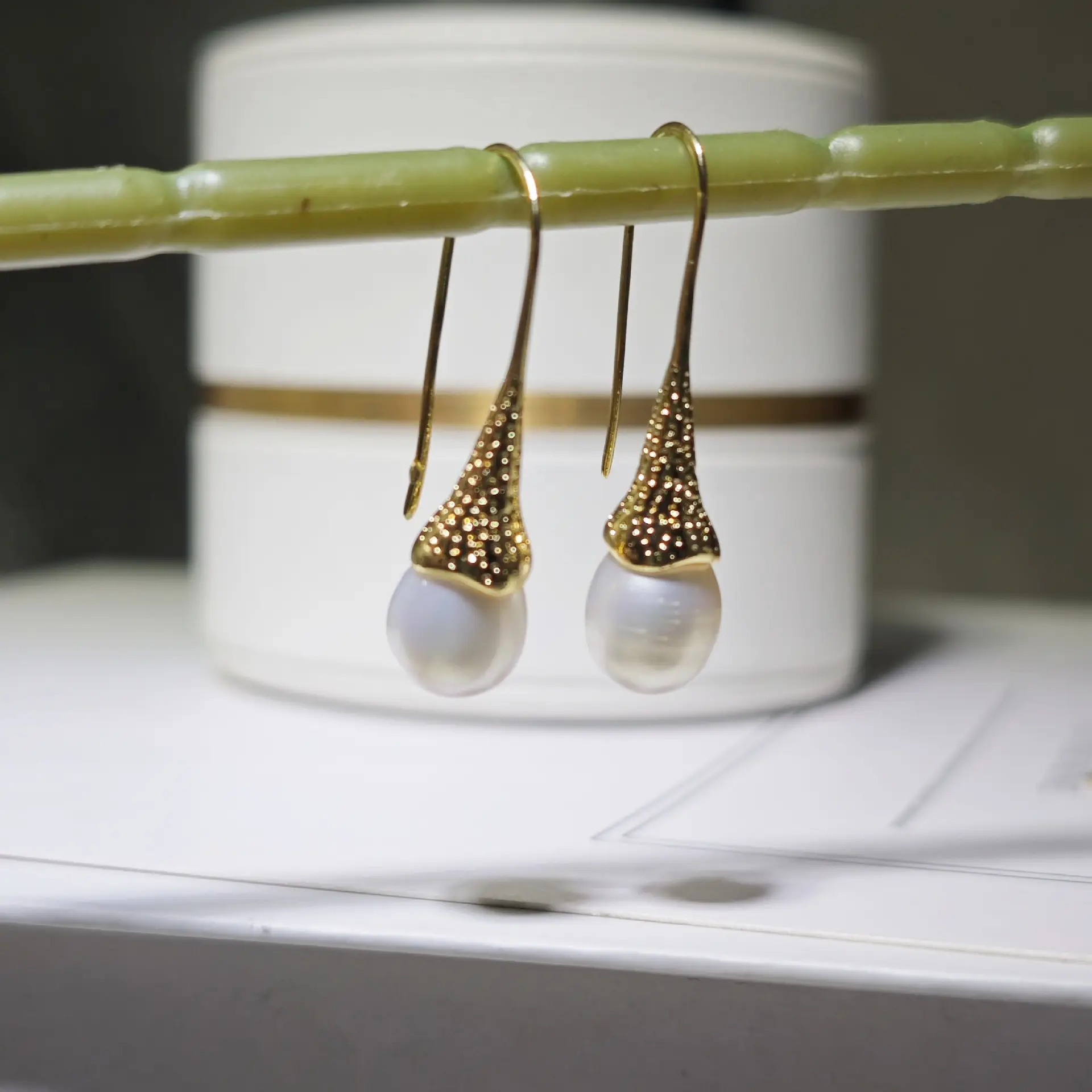 18K Gold Plated Pearl Earrings Set for Women