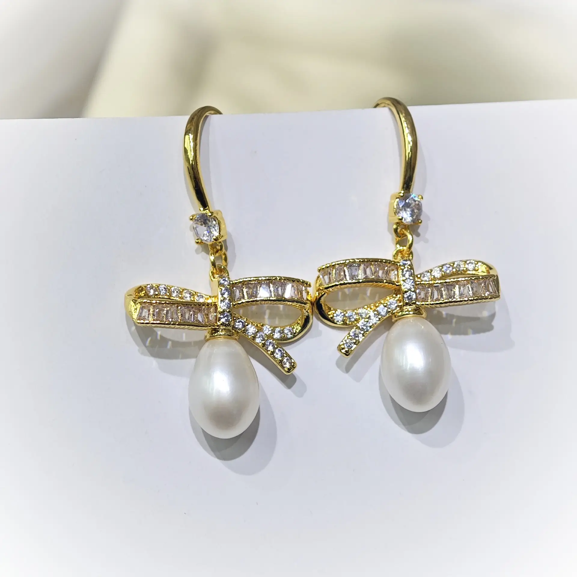 18K Gold Plated Pearl Earrings Set for Women