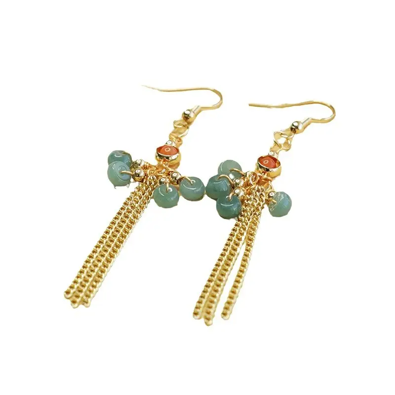 Aiyu Blue Jade Tassel Earrings Wholesale Dropshipping - Image 5