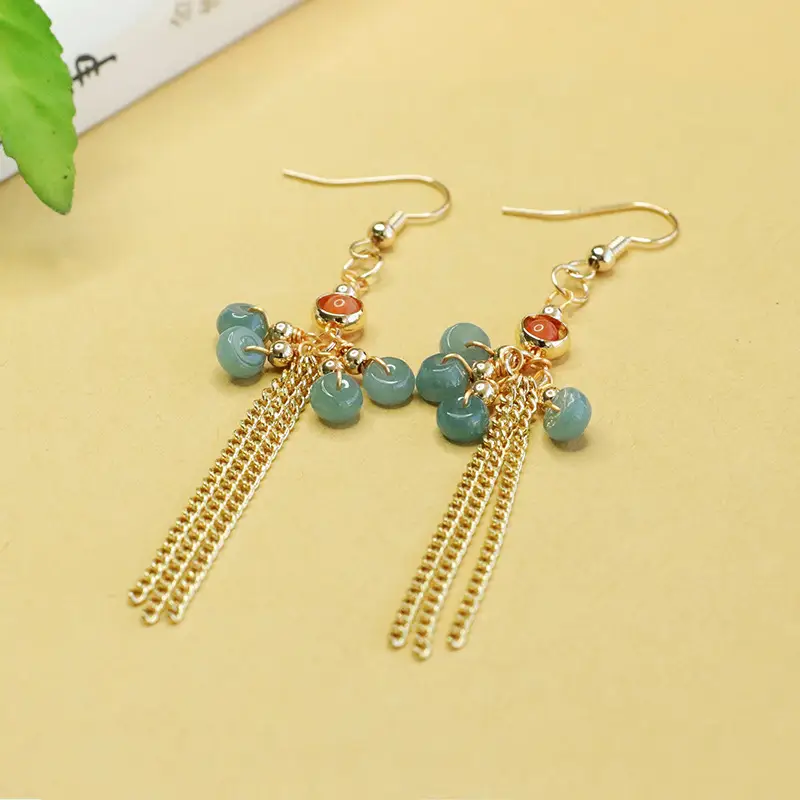 Aiyu Blue Jade Tassel Earrings Wholesale Dropshipping — feature 10