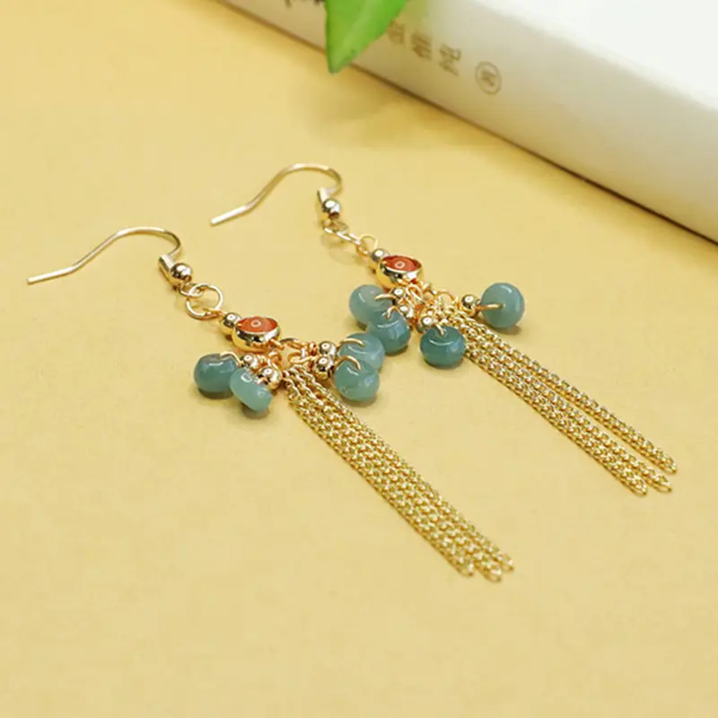 Aiyu Blue Jade Tassel Earrings Wholesale Dropshipping — feature 9