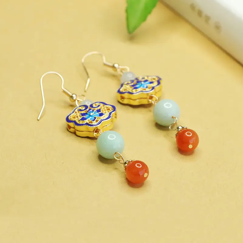 Aiyu Jade Earrings with Enamel Hooks Wholesale - Image 5