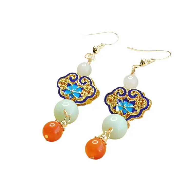 Aiyu Jade Earrings with Enamel Hooks Wholesale - Image 6
