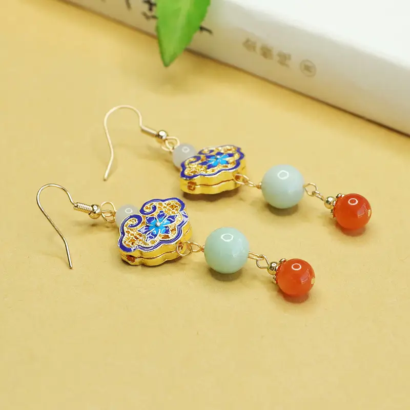 Aiyu Jade Earrings with Enamel Hooks Wholesale — feature 10
