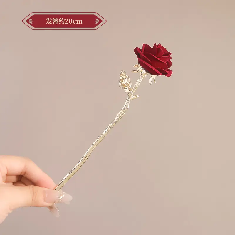 New Year's Red Flower Tassel Hairpin for Women