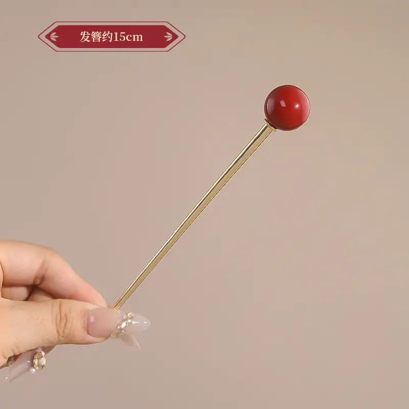 New Year's Red Flower Tassel Hairpin for Women