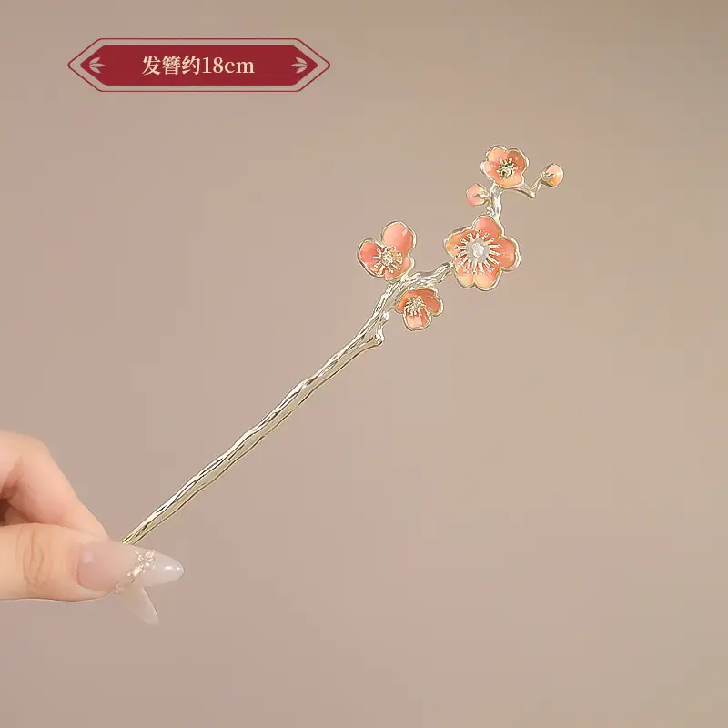 New Year's Red Flower Tassel Hairpin for Women