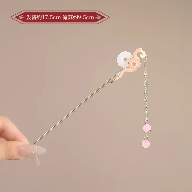 New Year's Red Flower Tassel Hairpin for Women