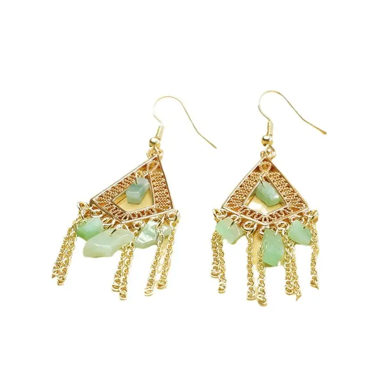 Green Jade Fruit Geometric Earrings for Women - Image 6